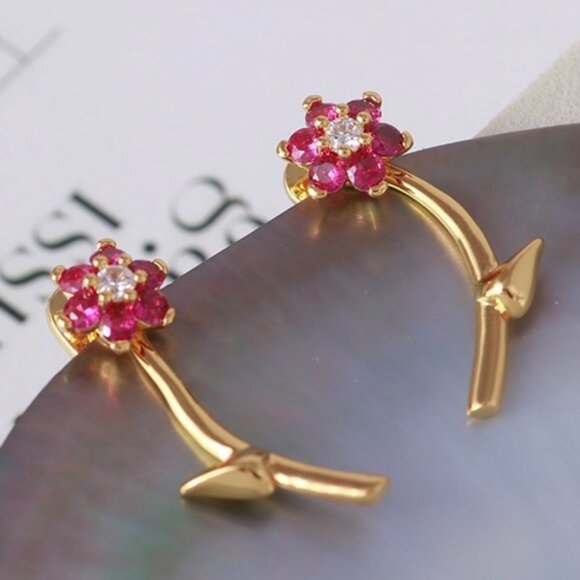 Kate Spade Myosotis Flower Ear Jacket Earrings - Picture 2 of 4